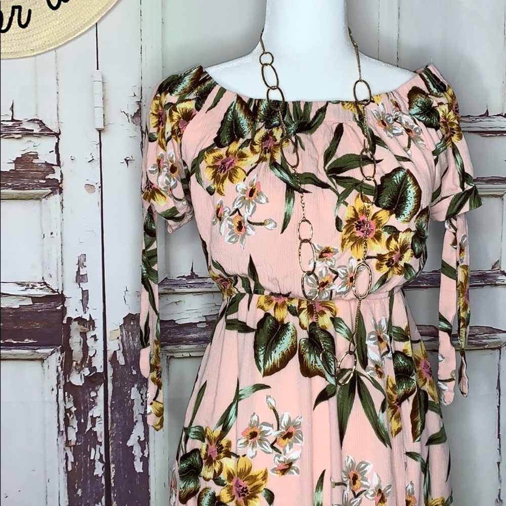Band of Gypsies Dress Floral Maxi pink yellow long